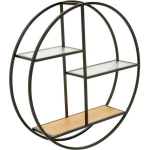 Premier Housewares Черен/в естествен цвят на няколко нива метален стенен рафт 61 cm Mataram - Premier Housewares (2407020)