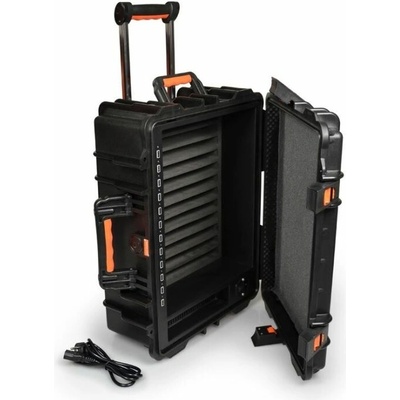 Port Designs PORT CONNECT Rolling charging cabinet, nabíjací prepravný kufor na kolieskach pre 12 zariadení, čierny