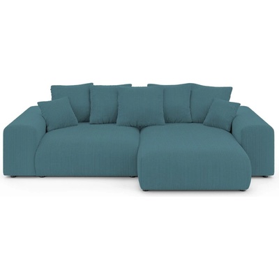 ROPEZ Тюркоазен ъглов диван с място за съхранение от рипсено кадифе Luma - Ropez (Luma Naroznik L z f.spania Uniwersalna OT tk. Lincoln 75 ( Davis ))