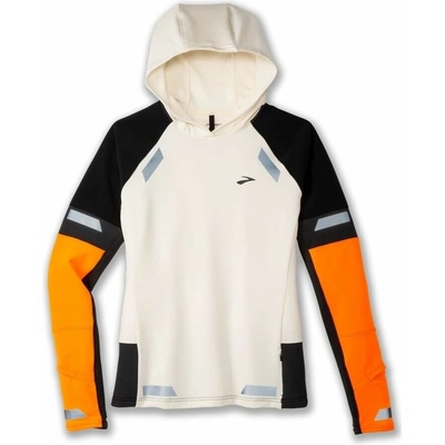 Brooks Run Visible Hoodie 2 reflexní mikina Ecru/Fluoro Flash/Black