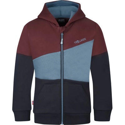 TROLLKIDS Детско яке за тренировка Trollkids Kid's Alesund Sweater Hoodie - Chestnut / Steel Blue / Black - размер 92 (EU) (704-2482-1011)
