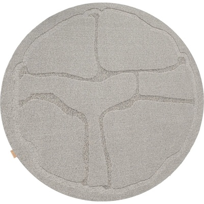 Agnella Сив вълнен кръгъл килим ø 133 cm Morphic Organica - Agnella (5901760413992)