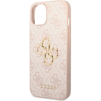 GUESS Гръб Guess PU 4G Metal Logo Case за iPhone 15 - Розов (3666339171582)