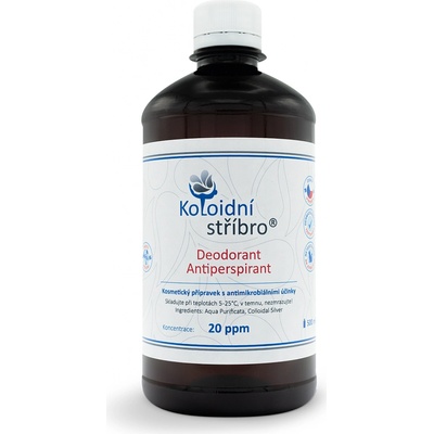 Koloidní stříbro Deodorant Antiperspirant unisex náhradní balení roztok plast 500 ml