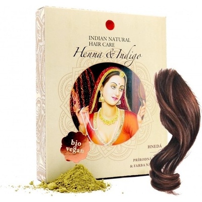 Indian Natural Hair Care Henna & Indigo hnedá farba na vlasy 200 g