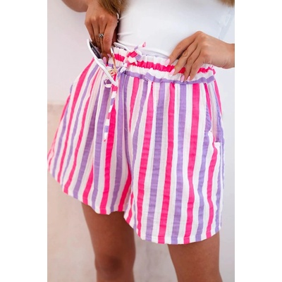 Kesi dámské bavlněné šortky pruhované žlutý neon fialová