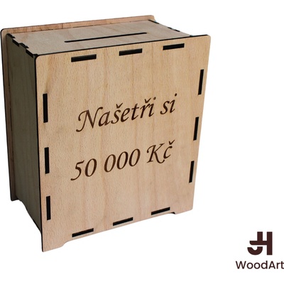 Woodenfuture Dřevěná pokladnička s vlastním motivem – Zboží Dáma