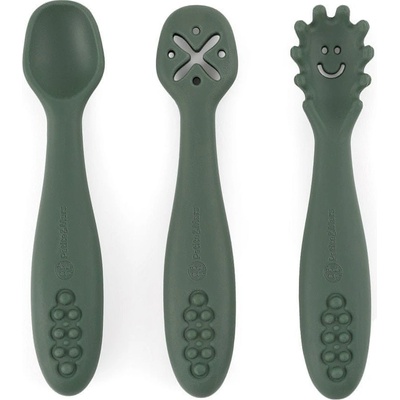 Petite&mars Set silikonových tréninkových lžiček Take&Match 6m+ Misty Green
