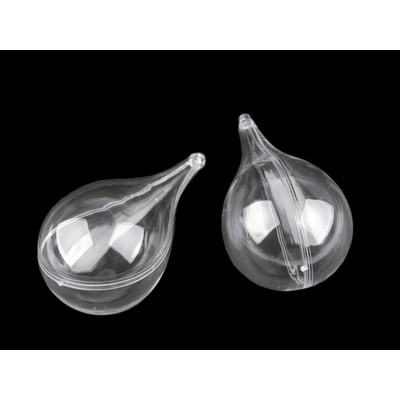 Plastová krabička dvoudílná - zvonek, stromeček, kapka, hvězda - transparent baňka (2 ks)