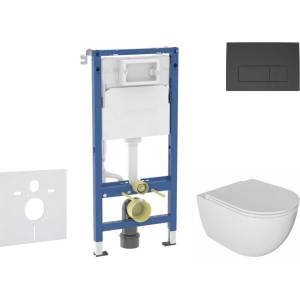 Geberit Duofix - Комплект за стенен монтаж, тоалетна Oudee и седалка softclose, бутон Delta50, черен мат SANI11CA5132B (SANI11CA5132B)