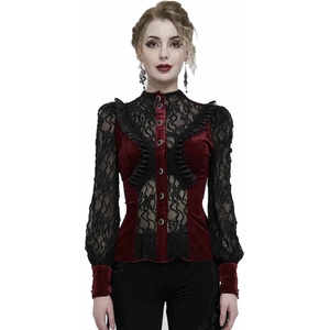 Devil fashion дамска риза devil fashion - Черно и червено, полупрозрачна, готик - esht01502