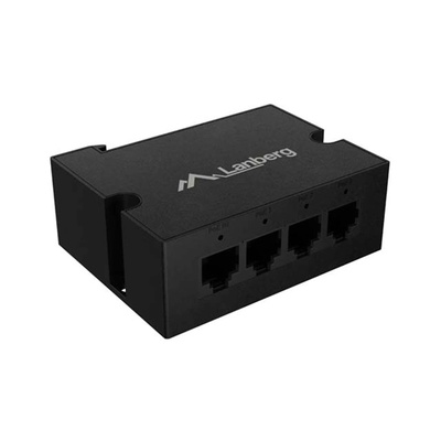 Lanberg PoE удължител, монтиран на DIN шина, 1xPoE In 3xPoE Out, 100Mb Fast Ethernet, 30W (DIN-FE4-AT-30W)