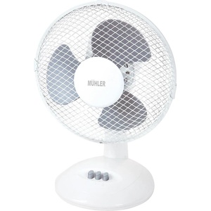 Muhler Вентилатор настолен 9'' Muhler FM-9, Мощност 20W, Механично управление, 2 степени, 3 перки, Осцилация, Бял със сив (KT-1003839)