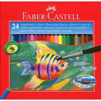 Faber-Castell Цветни моливи Faber-Castell, Acuarela, 24 бр + Четка (TFC114425) (TFC114425)