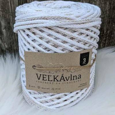 Velká vlna Špagát 3mm Sněženka s lurexem