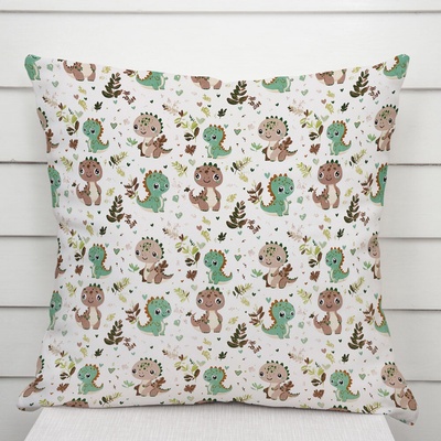 Biante bavlna Sandra SA-657 Zeleno-hnedé dinosaury na bielom 30 x 50 cm