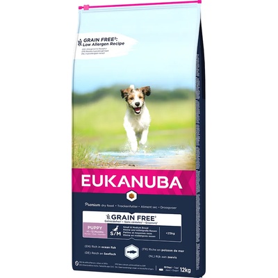 EUKANUBA 2x12кг Grain Free Puppy Small / Medium Breed Eukanuba суха храна, със сьомга