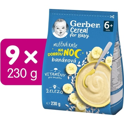 Gerber Cereal mléčná kaše banánová Dobrou noc 9 x 230 g