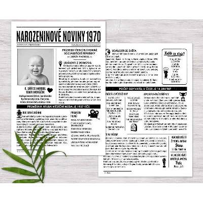 Noviny k narozeninám 1970 – jednostranné až čtyřstranné