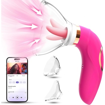 SuperLove Sucking, Licking & Vibrating Clitoral & Nipple Stimulator with App Pink