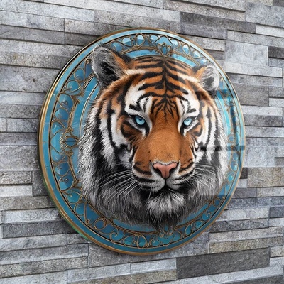 Art gift Кръгло стъклено пано Могъщият тигър