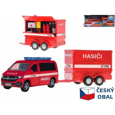 Kids Globe Traffic VW hasiči CZ design 27,5cm kov zpětný chod s přívěsem