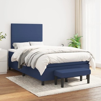 vidaXL Боксспринг легло с матрак, синьо, 120x200 см, плат (3136427)