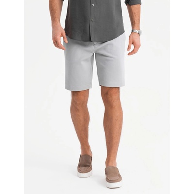 Ombre Clothing Мъжки къси панталони SLIM FIT от структурирано меланжирано трико светло сиво Ombre Clothing Ombre Clothing | Siv | МЪЖЕ | XXL