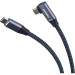 PremiumCord Hooked USB-C Cable (USB 3.2 Gen 2, 3A, 60W, 20Gbit/s), Aluminum Plug, 1m
