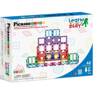 PicassoTiles Mагнитен конструктор Picasso Tiles STEM - Learn and Play, 42 части (PT42) - baby