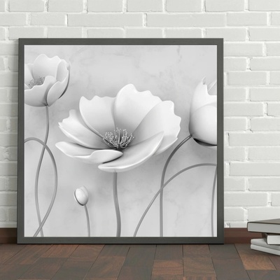 Plakát - White Flowers, velikost 40x40 cm