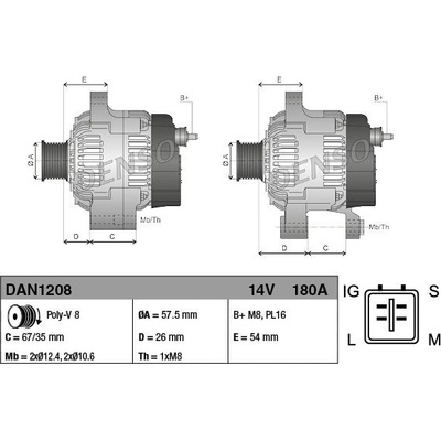 Alternátor DENSO (DE DAN1208)