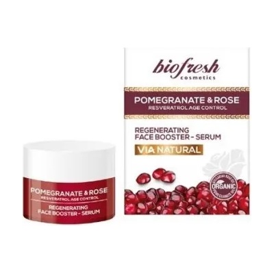 Biofresh Cosmetics Via Natural - Регенериращ серум за лице с нар и роза 30мл