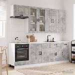 vidaXL Кухненски единица LUCCA 8 бр. Бетонно сиво Инженерна дървесина (3438156)