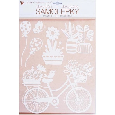 Anděl Samolepiaca dekorácia 10469 biely bicykel 27,5 x 41cm