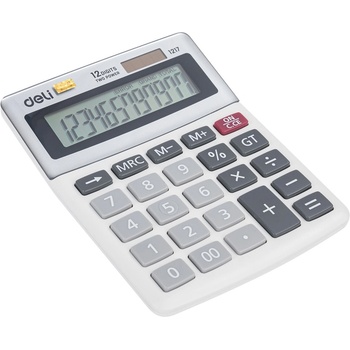 Deli Калкулатор Deli Easy E1217, 12 разряден дисплей, настолен, с двойно захранване, бърза корекция, функция за запаметяване, бял (Easy E1217)