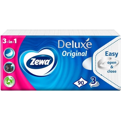Zewa Deluxe Original papierové vreckovky bez vône 3-vrstvové 90 ks
