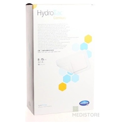 HydroTac Comfort - krytie na rany penové hydropol. impregnované gélom, samolepiace (8x15 cm) 1x10 ks