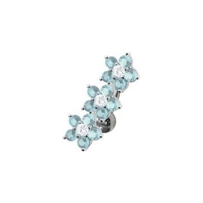 S4U Stříbrný piercing do pupíku se štítem kytičky (tyrkysová) BP01171-Q