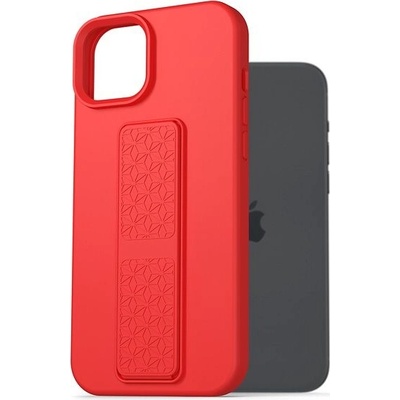Púzdro AlzaGuard Liquid Silicone Case with Stand iPhone 15 Plus červené