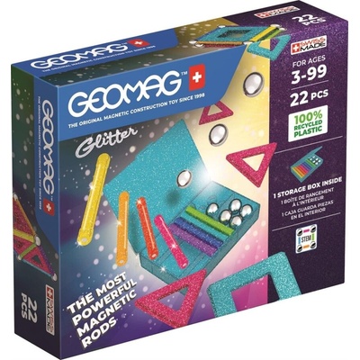 Geomag Магнитен конструктор, Geomag, Glitter Panels, 22 части