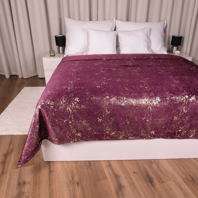 Biante přehoz na postel Zamatový Isabela IBL-006 Gold Design vínový 140 x 200 cm