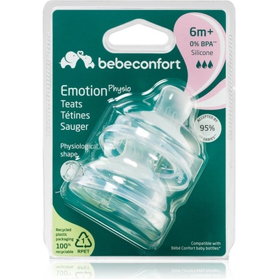 Bebeconfort Emotion Physio Fast Flow биберон за шише 6 m+ 2 бр