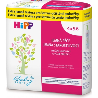 HiPP Babysanft čistiace vlhčené utierky 4 x 56 ks
