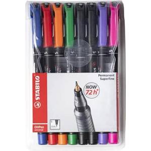 STABILO Комплект маркери за алкохол, 0, 4 мм, STABILO "OHPen S", 8 различни цвята 841/8 (841/8)