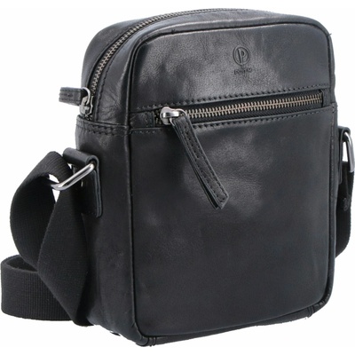 Poyem kožená Crossbody taška Černá
