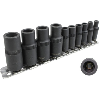 100-07944 nástrčné hlavice 1/4" - 3/8", magnetické, špeciálne na upínanie závitníkov, sada 10 dielov