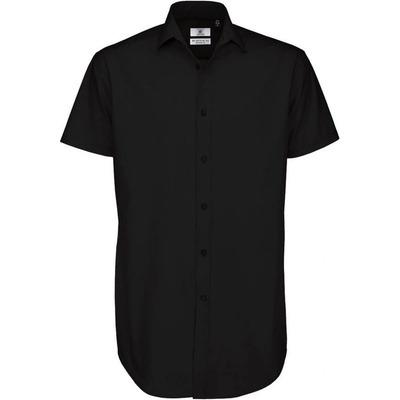 B&C Elastane košile pánská s krátkým rukávem černá
