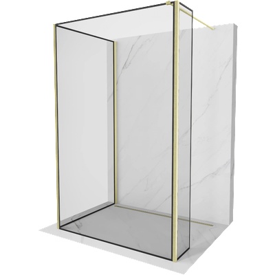 Mexen Kioto душ кабина Walk-in 140 x 80 x 40 cm, черна рамка, злато четкано - 800-140-080-221-55-70-040 (800-140-080-221-55-70-040)