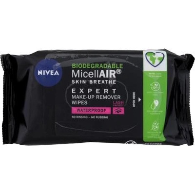 Nivea MicellAIR® Expert Waterproof мицеларни почистващи кърпички за грим 20 бр